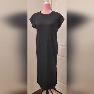 Madewell Black Ribbed Shoulder Tee Dress Sz XS